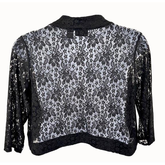 Black Floral Lace Open-Front Cardi Shrug by Lennie for Nina Leonard 2X - Picture 2 of 4